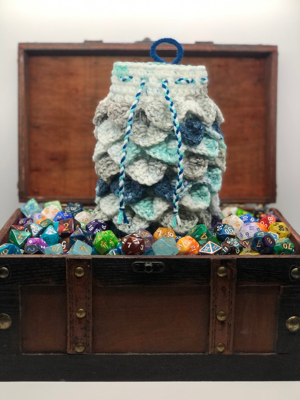 Blue & Grey Dragon Scale Dice Bag
