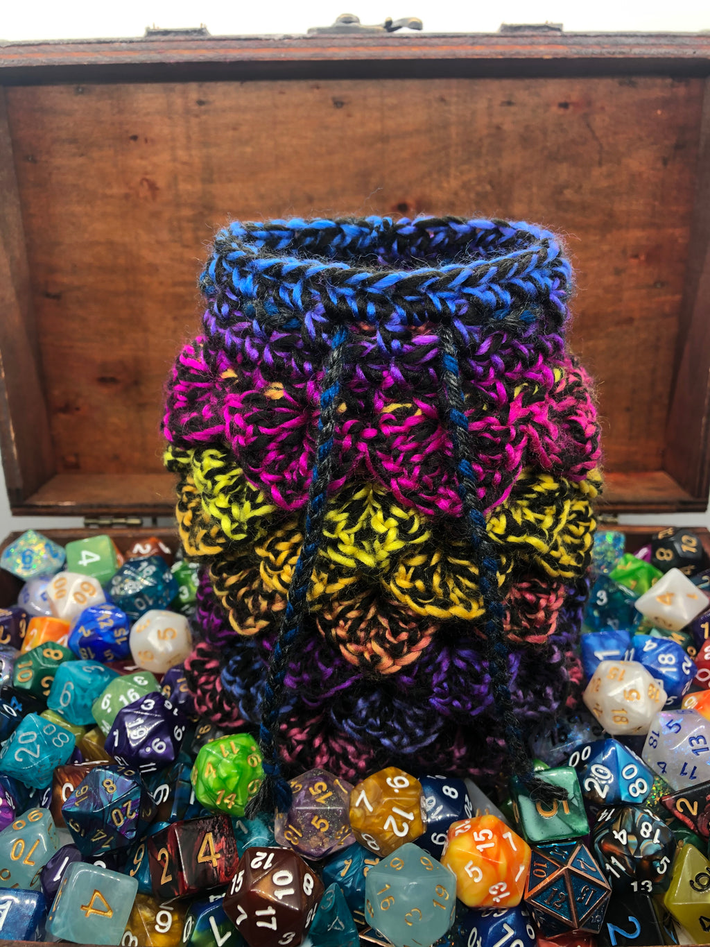 Neon Black Speck Dragon Scale Dice Bag