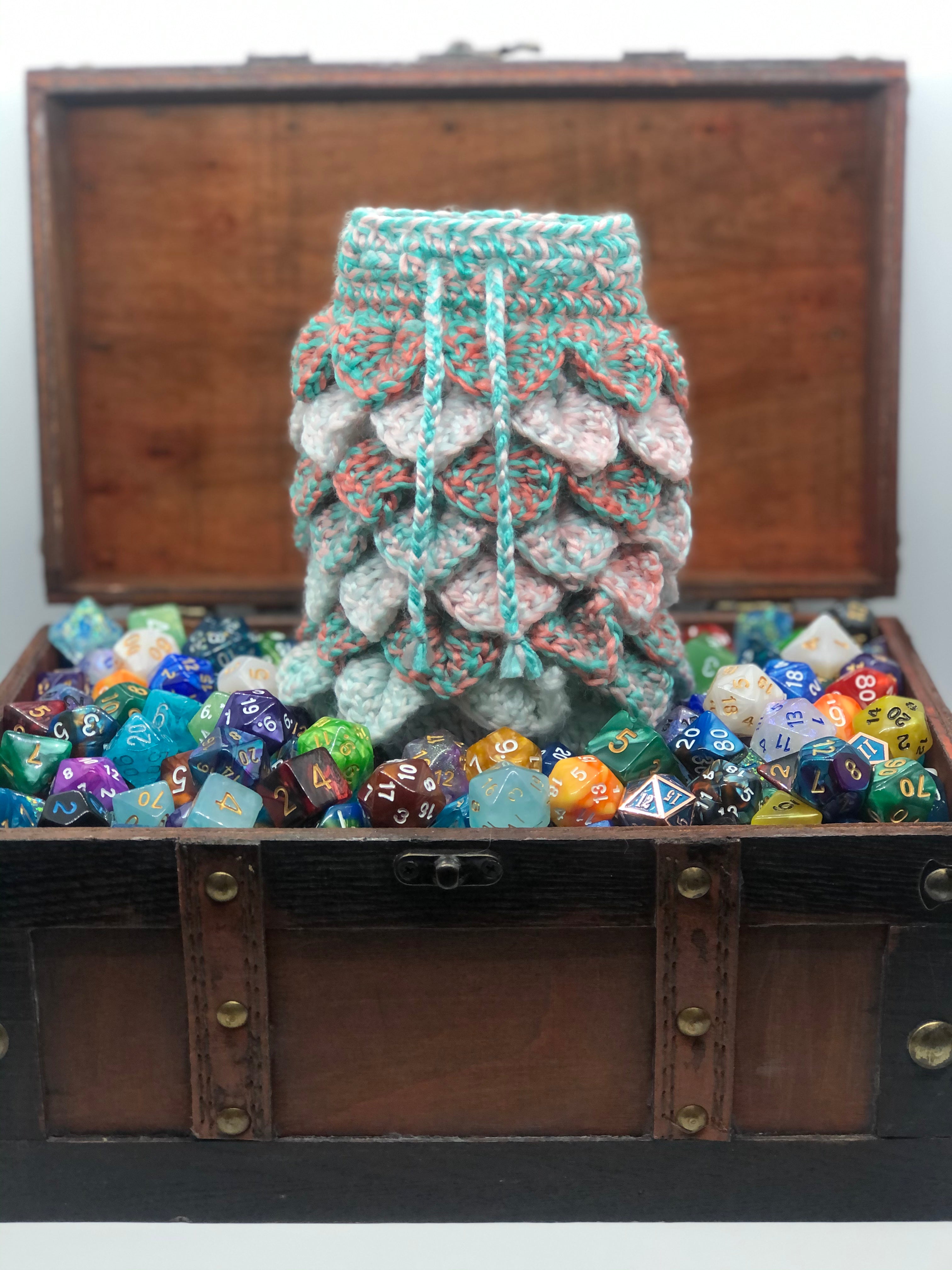 Green & Orange Speck Dragon Scale Dice Bag