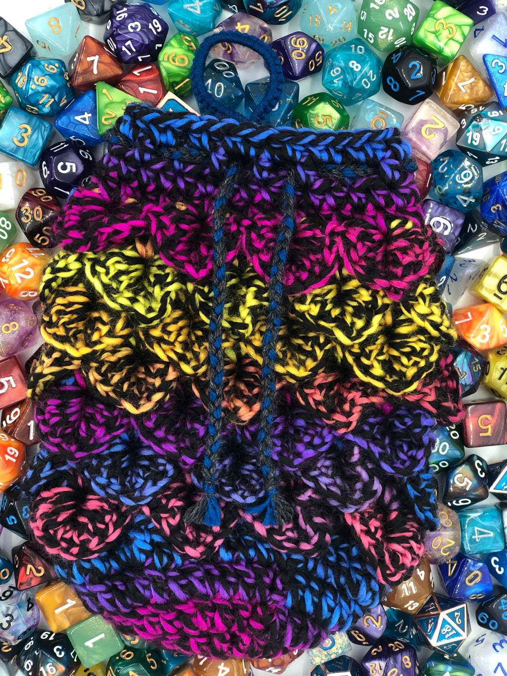 Neon Black Speck Dragon Scale Dice Bag