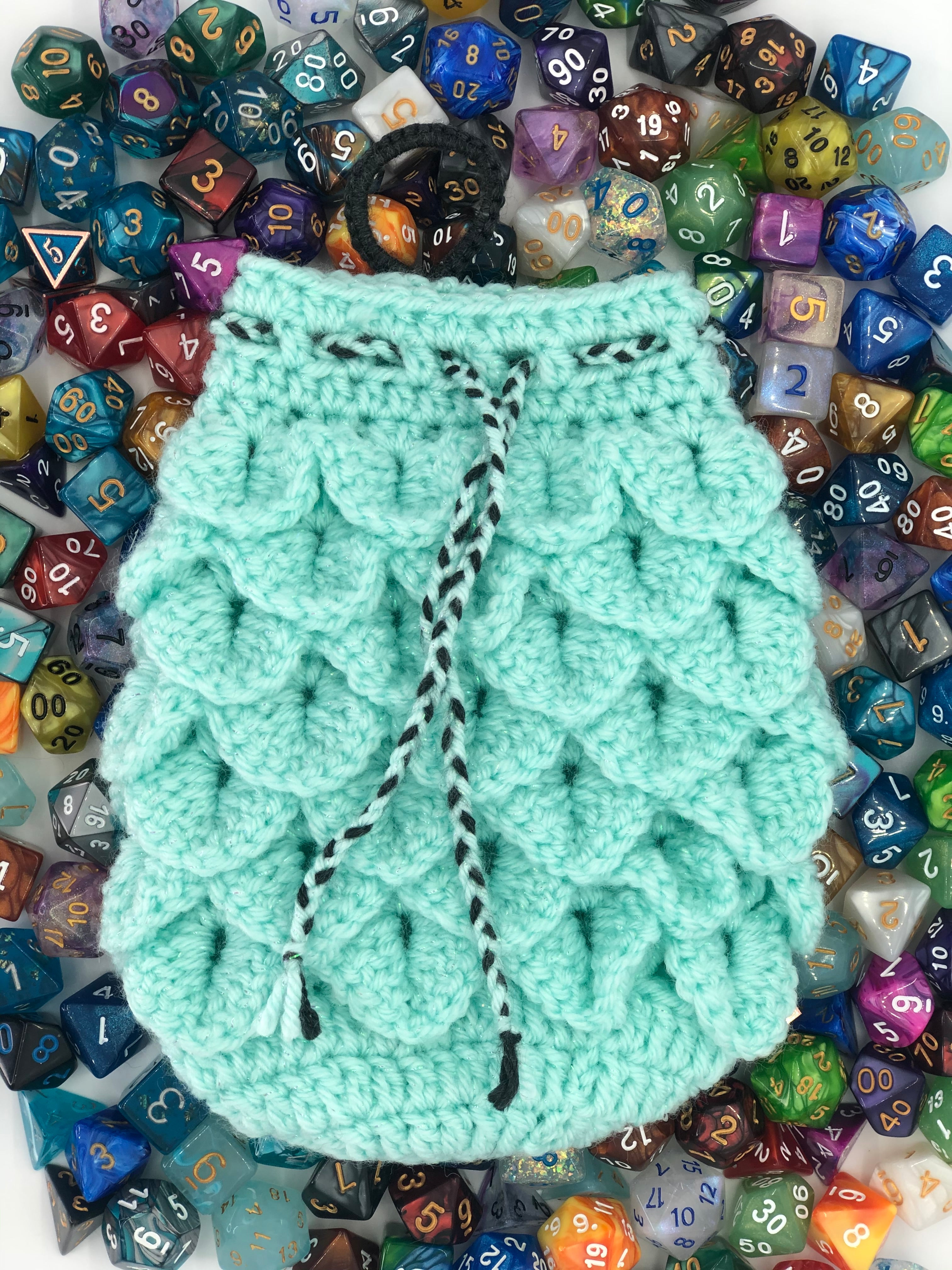 Ice Blue Sparkle Dragon Scale Dice Bag