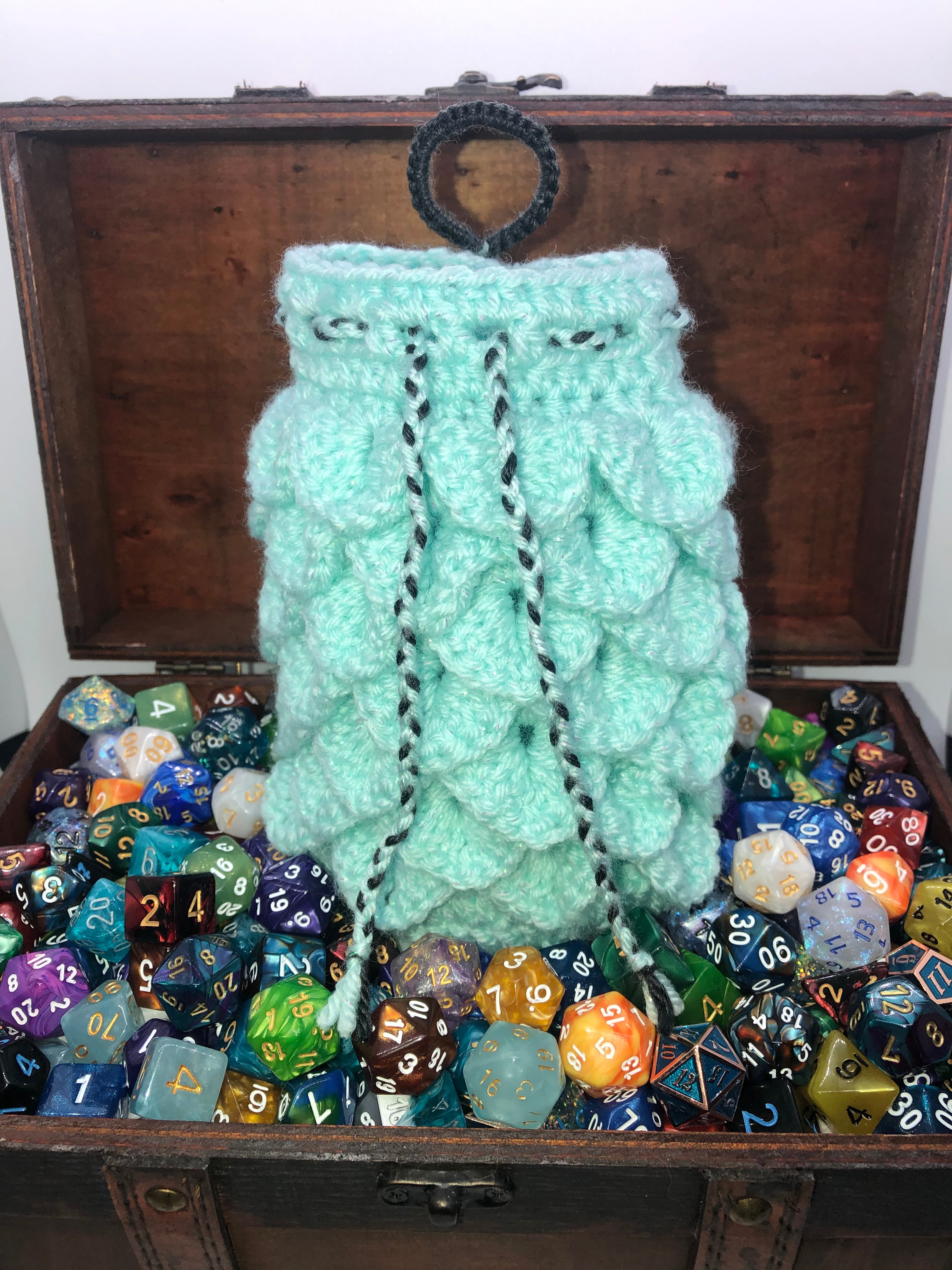 Ice Blue Sparkle Dragon Scale Dice Bag
