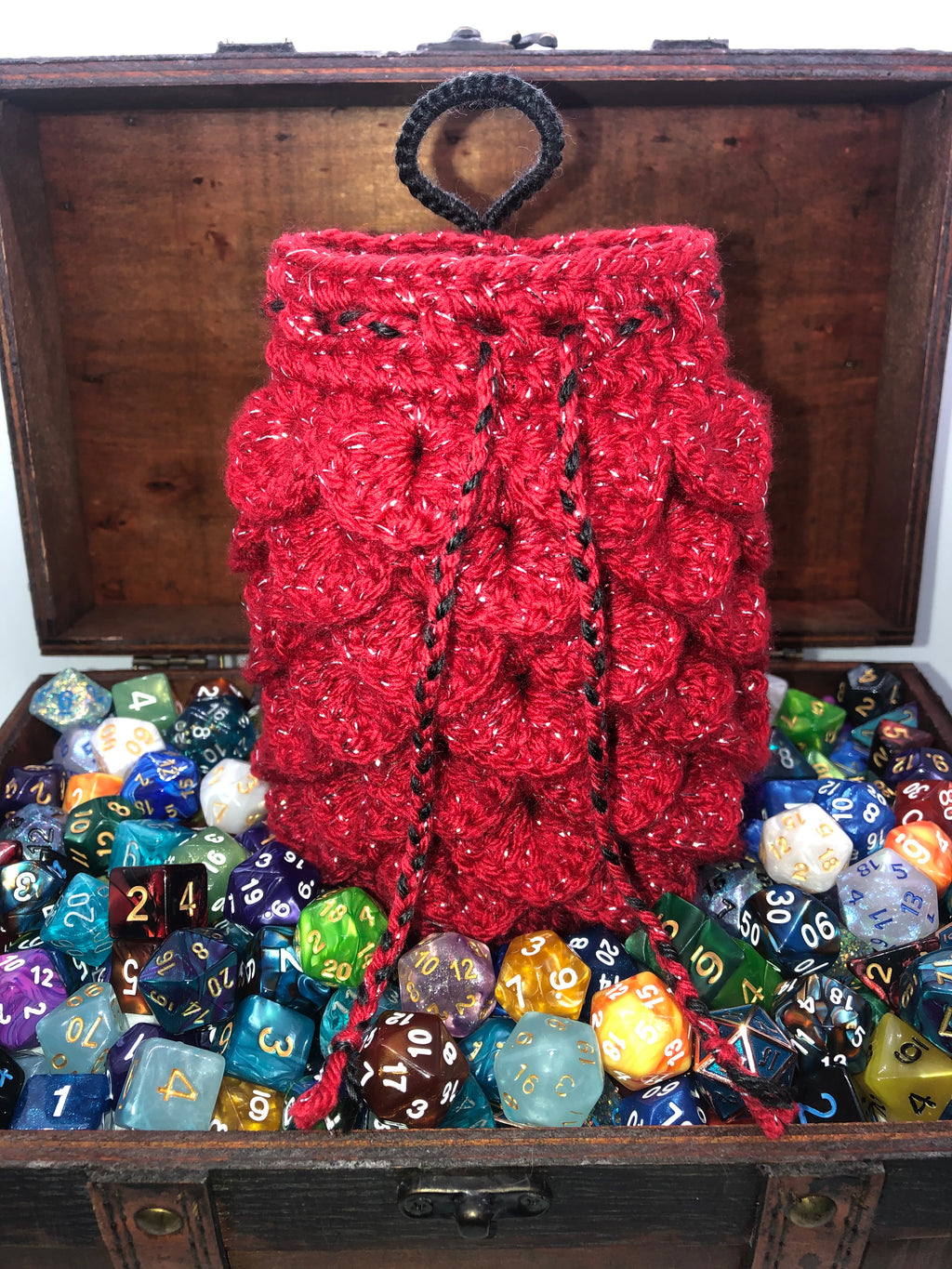 Red Sparkle Dragon Scale Dice Bag