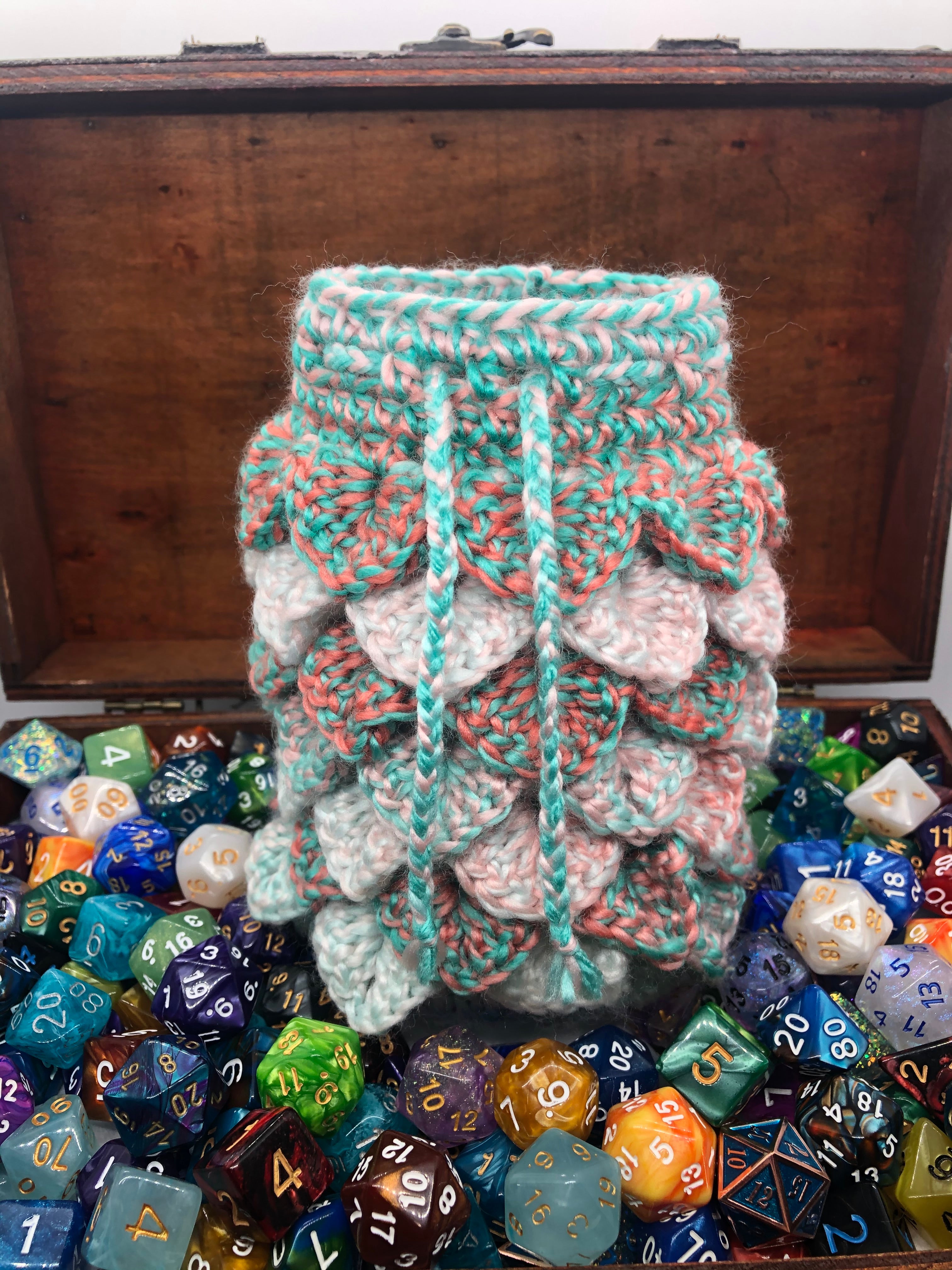 Green & Orange Speck Dragon Scale Dice Bag