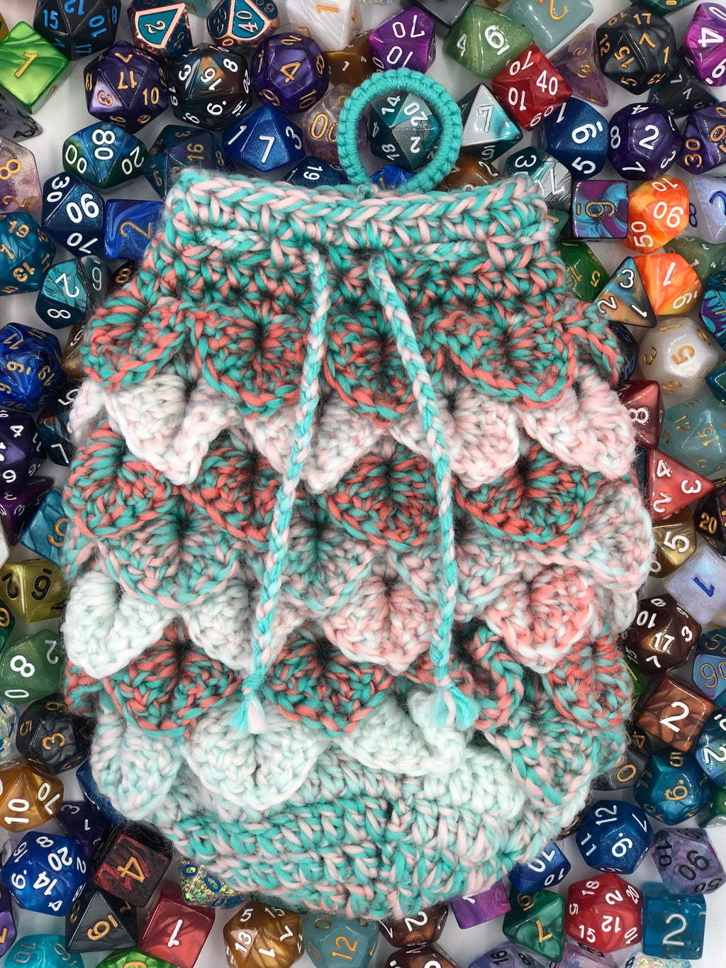 Green & Orange Speck Dragon Scale Dice Bag
