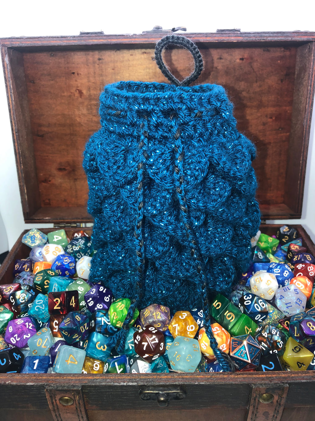 Blue Sparkle Dragon Scale Dice Bag