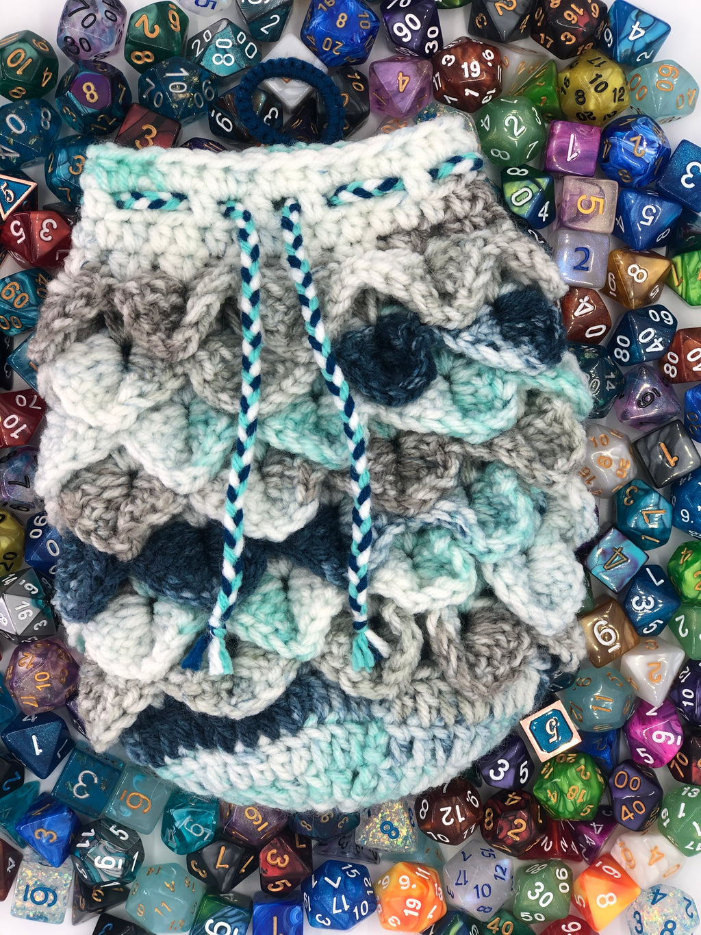 Blue & Grey Dragon Scale Dice Bag