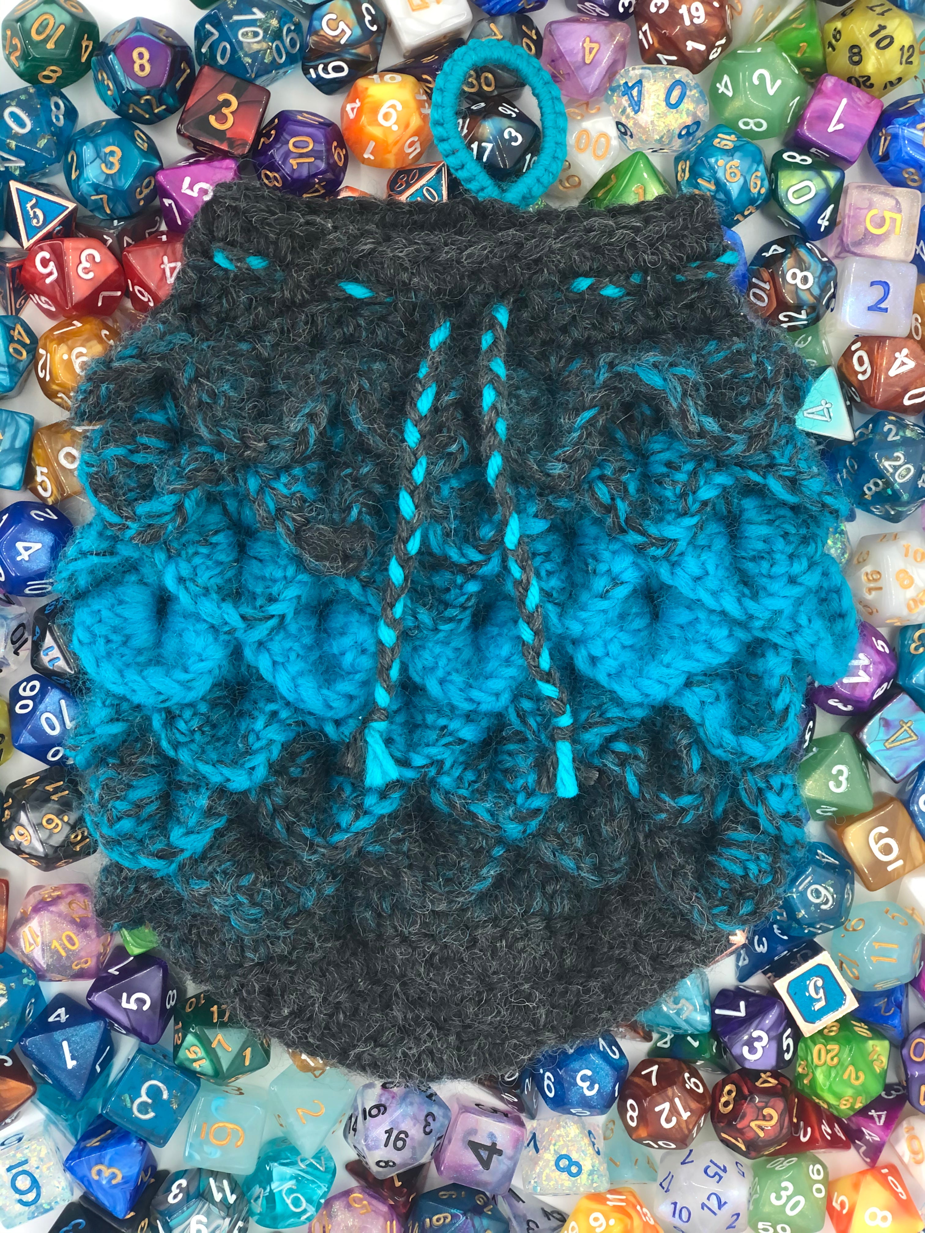 Blue & Black Dragon Scale Dice Bag