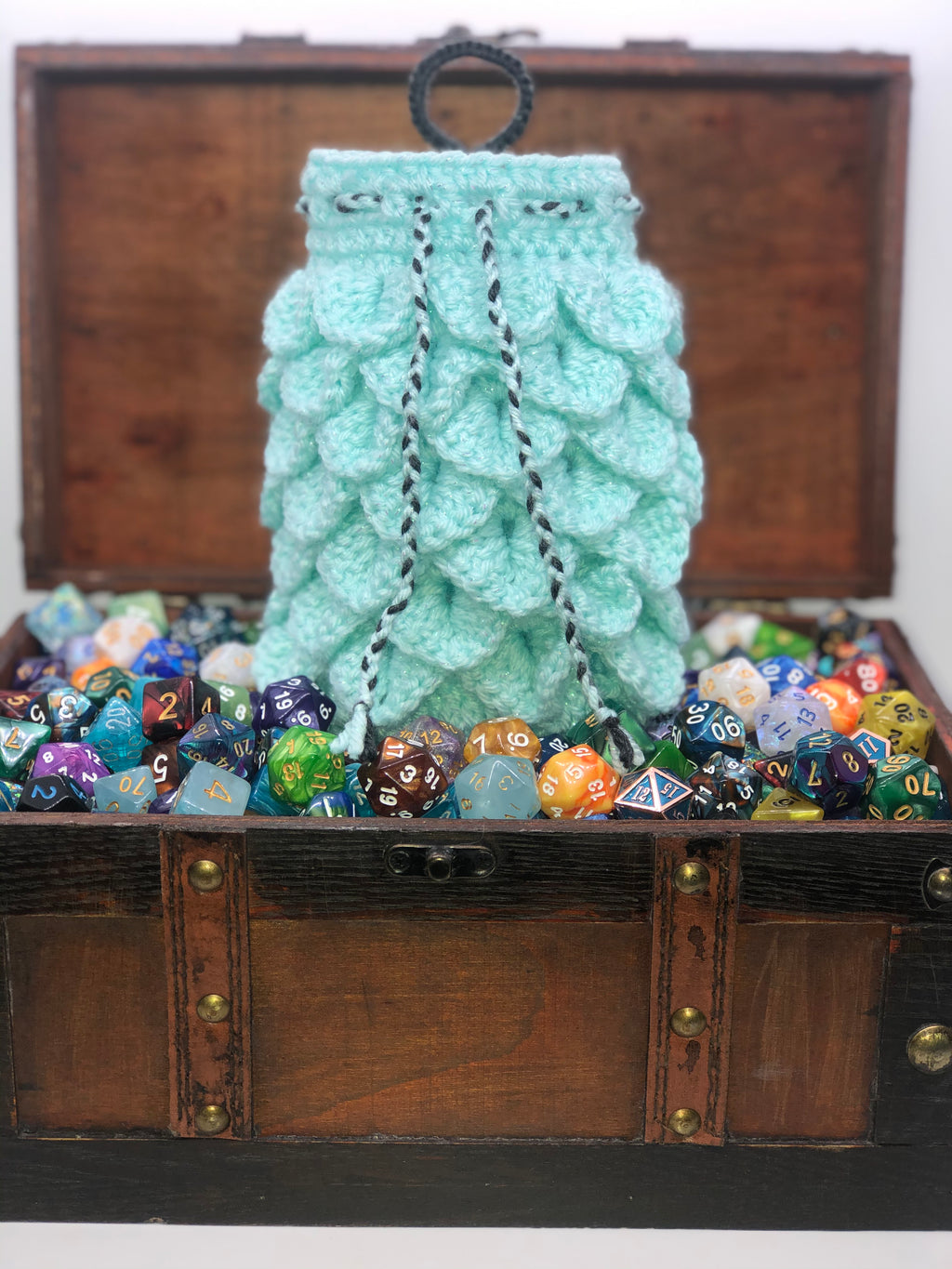 Ice Blue Sparkle Dragon Scale Dice Bag