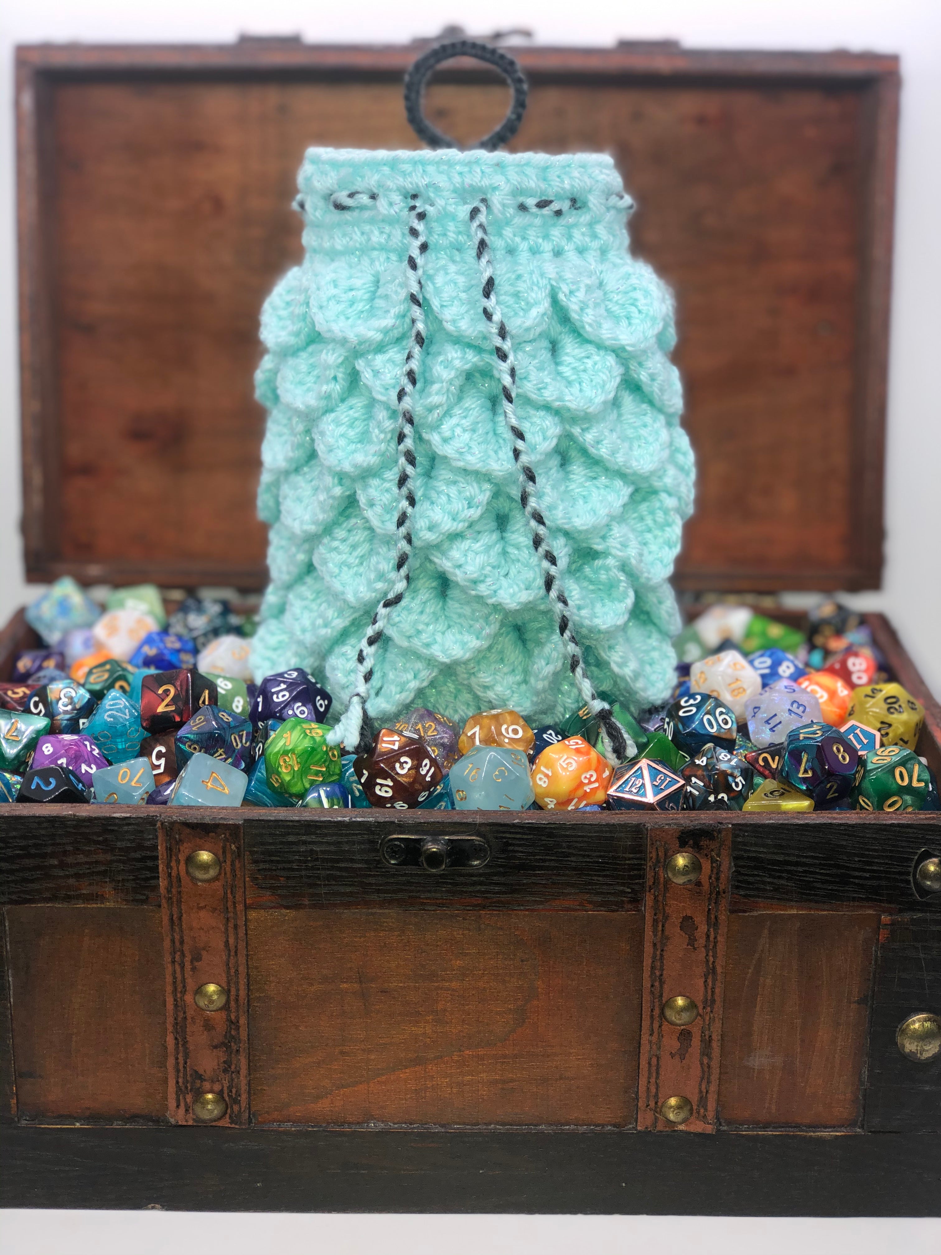 Ice Blue Sparkle Dragon Scale Dice Bag