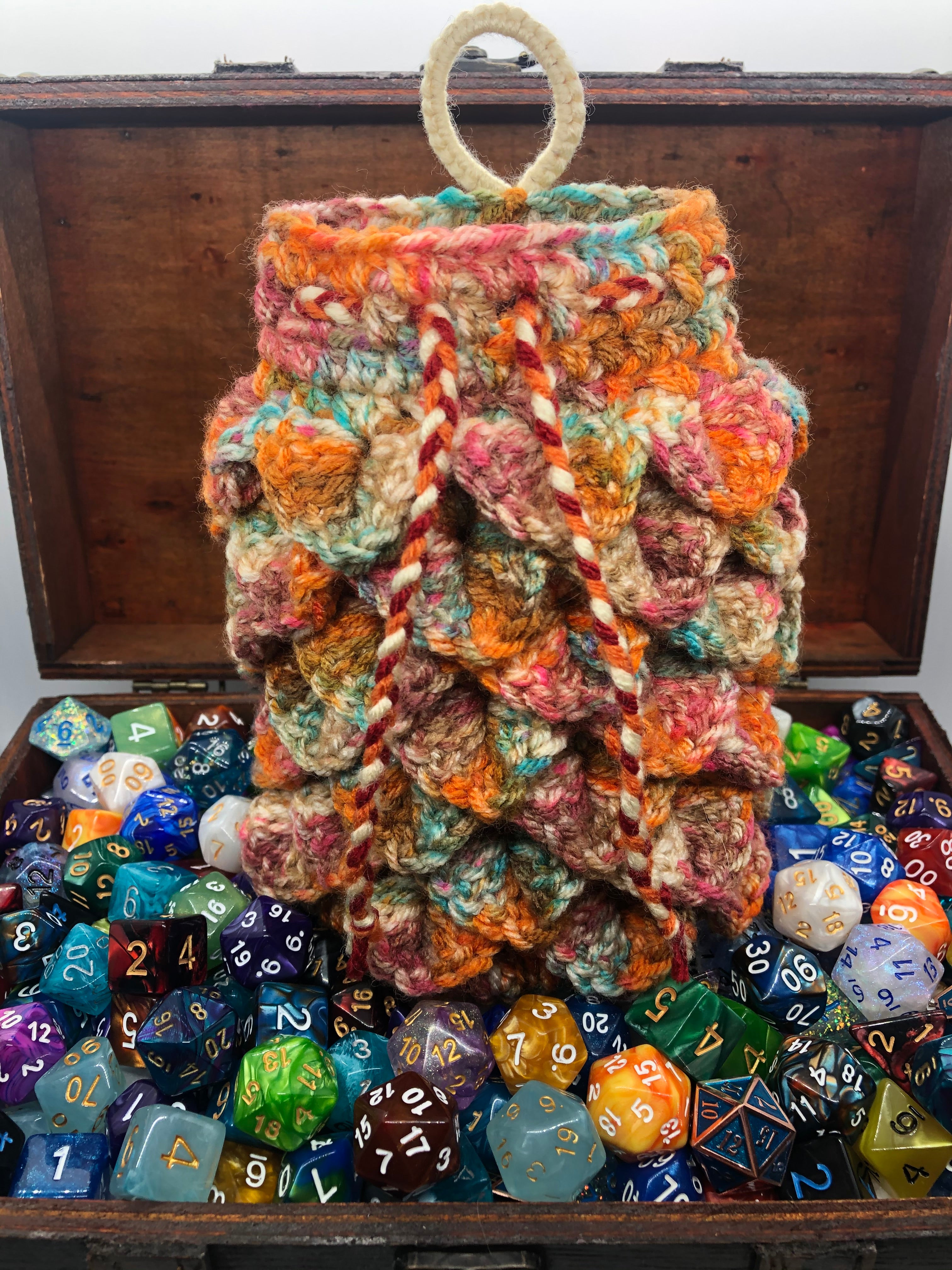 Orange & Green Dragon Scale Dice Bag