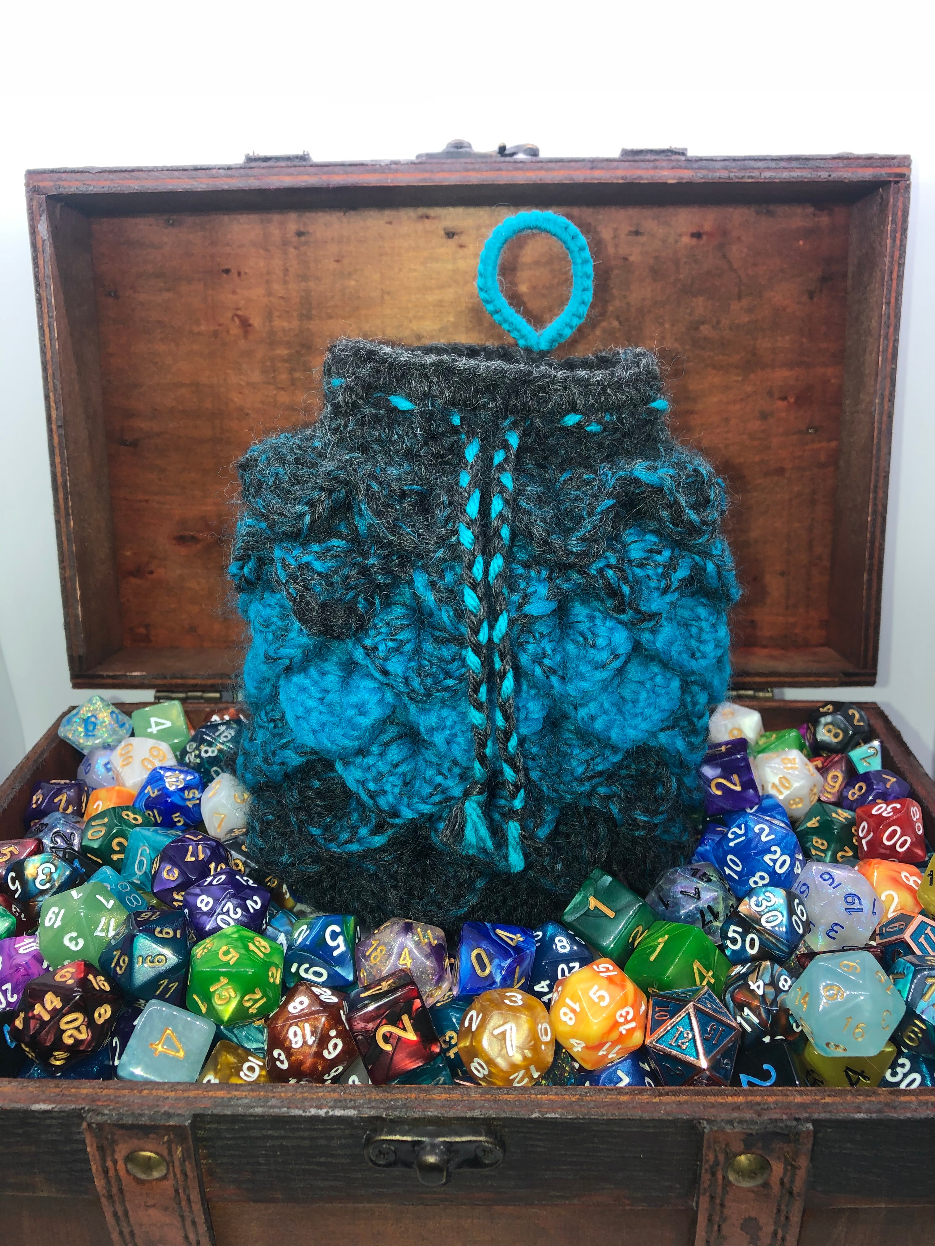 Blue & Black Dragon Scale Dice Bag
