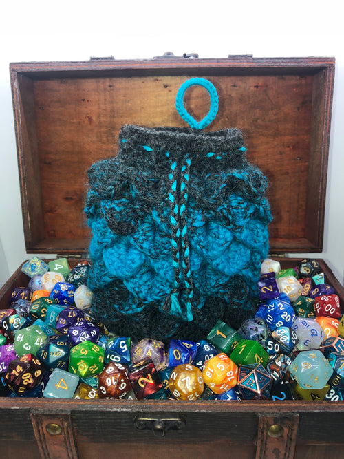 Blue & Black Dragon Scale Dice Bag