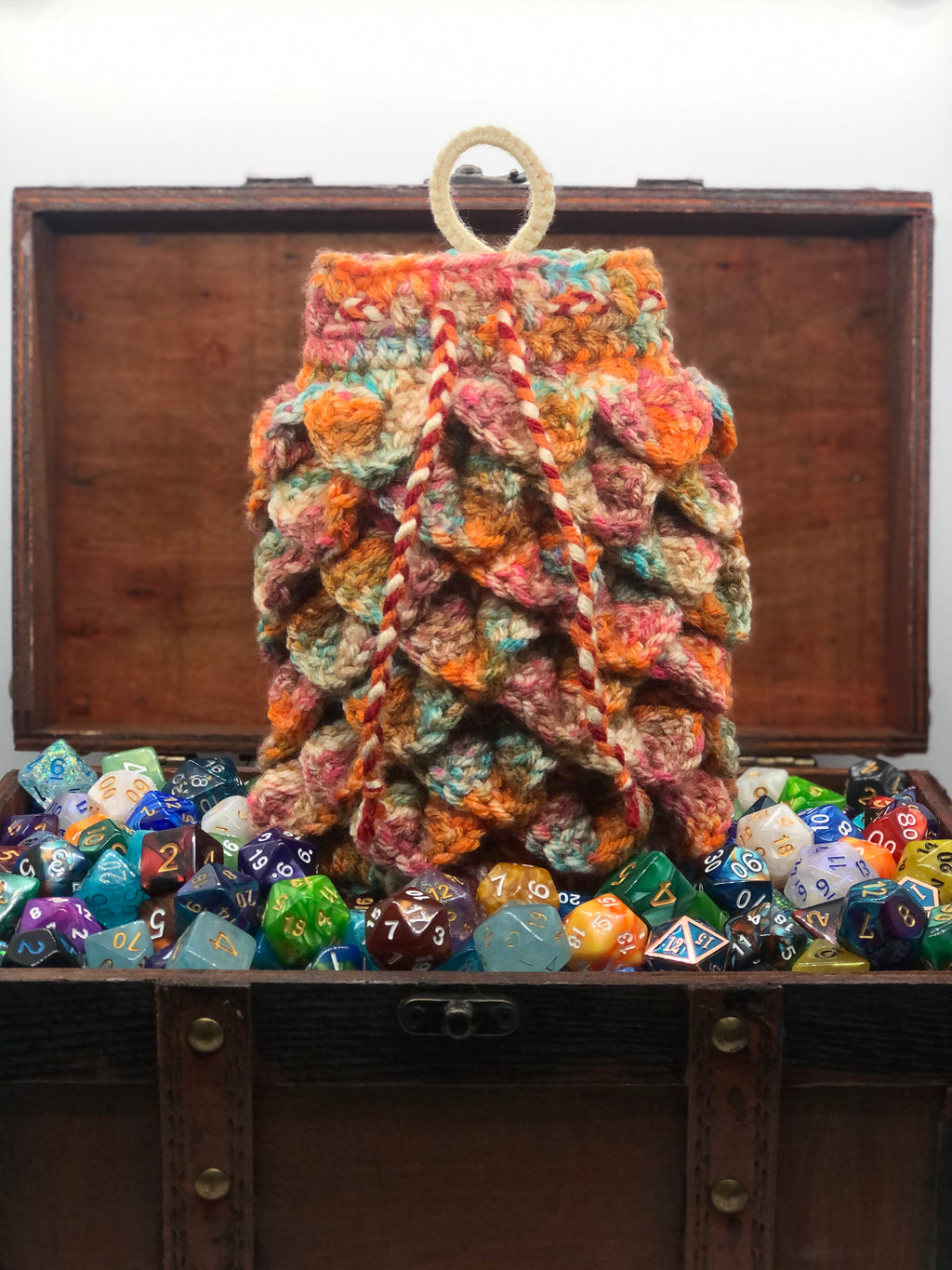 Orange & Green Dragon Scale Dice Bag