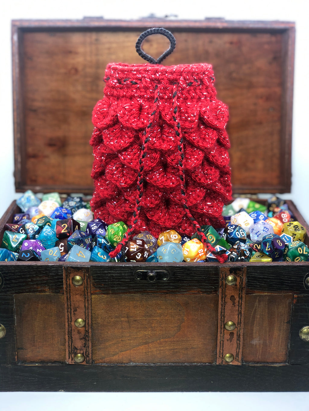 Red Sparkle Dragon Scale Dice Bag