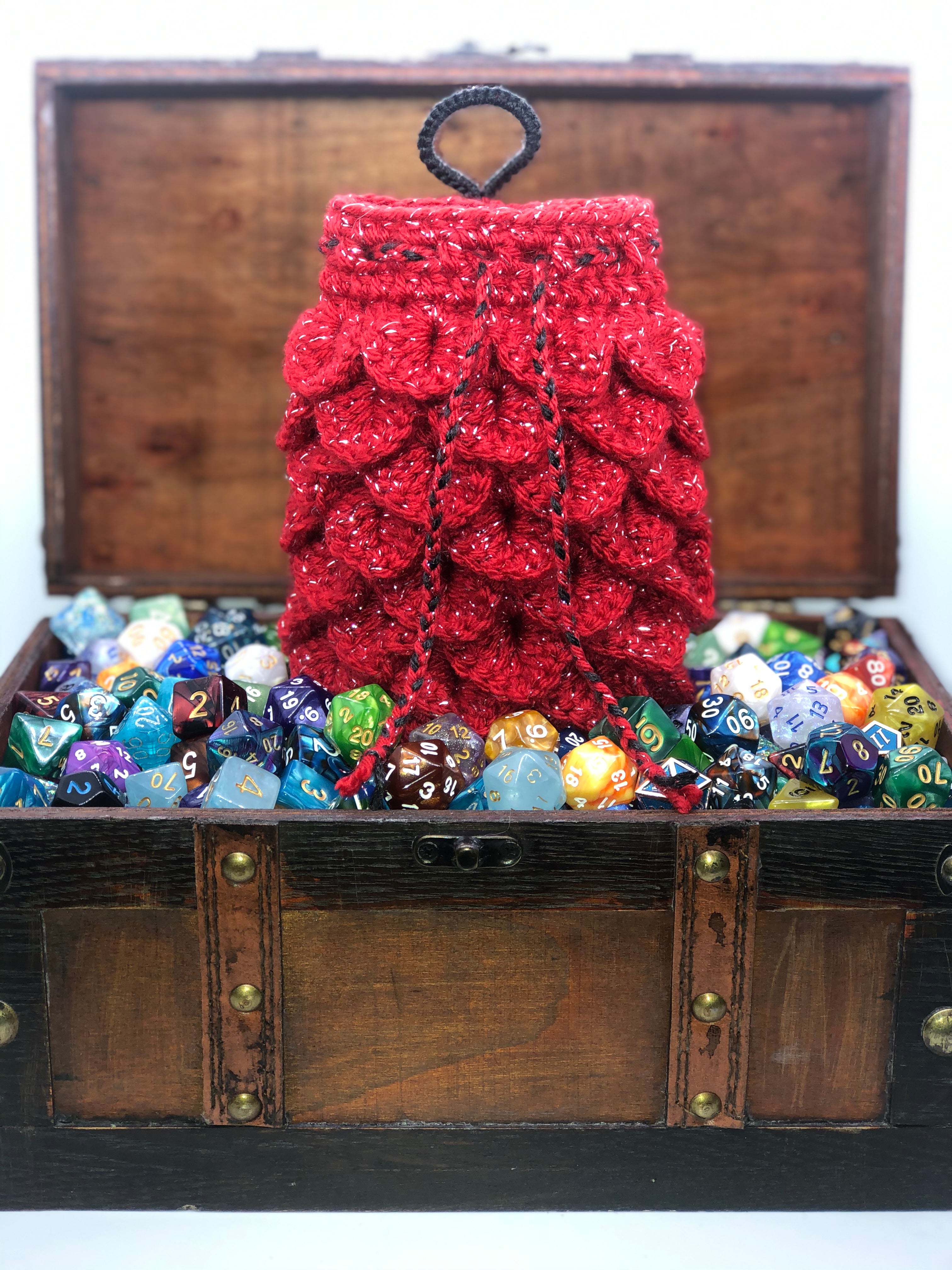 Red Sparkle Dragon Scale Dice Bag