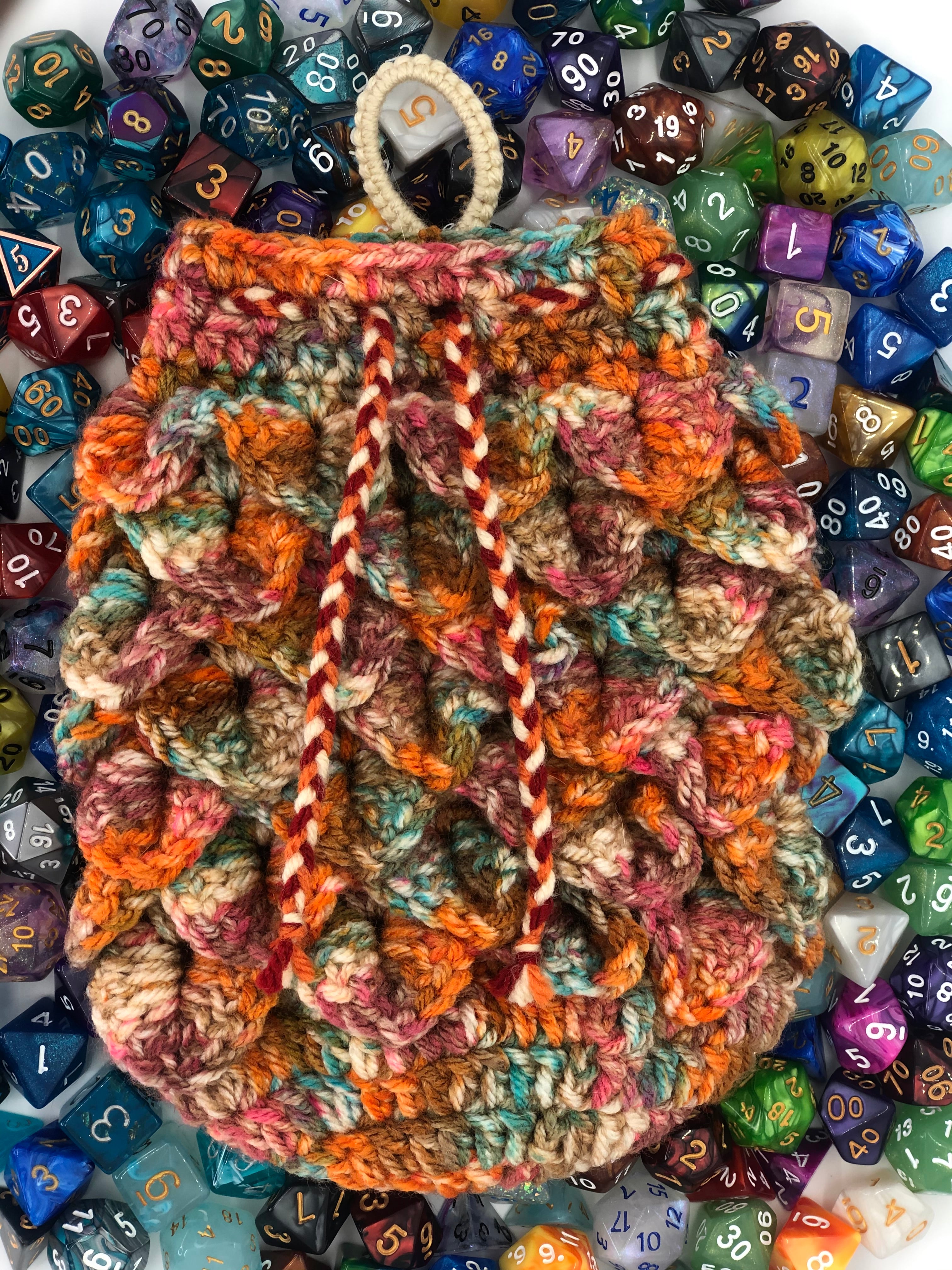 Orange & Green Dragon Scale Dice Bag