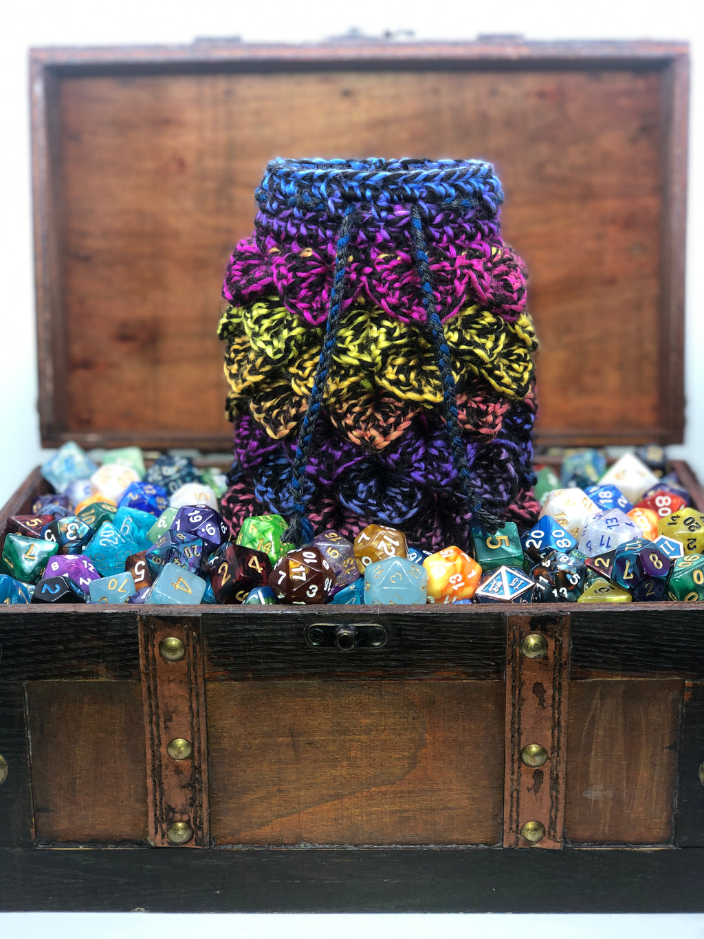 Neon Black Speck Dragon Scale Dice Bag
