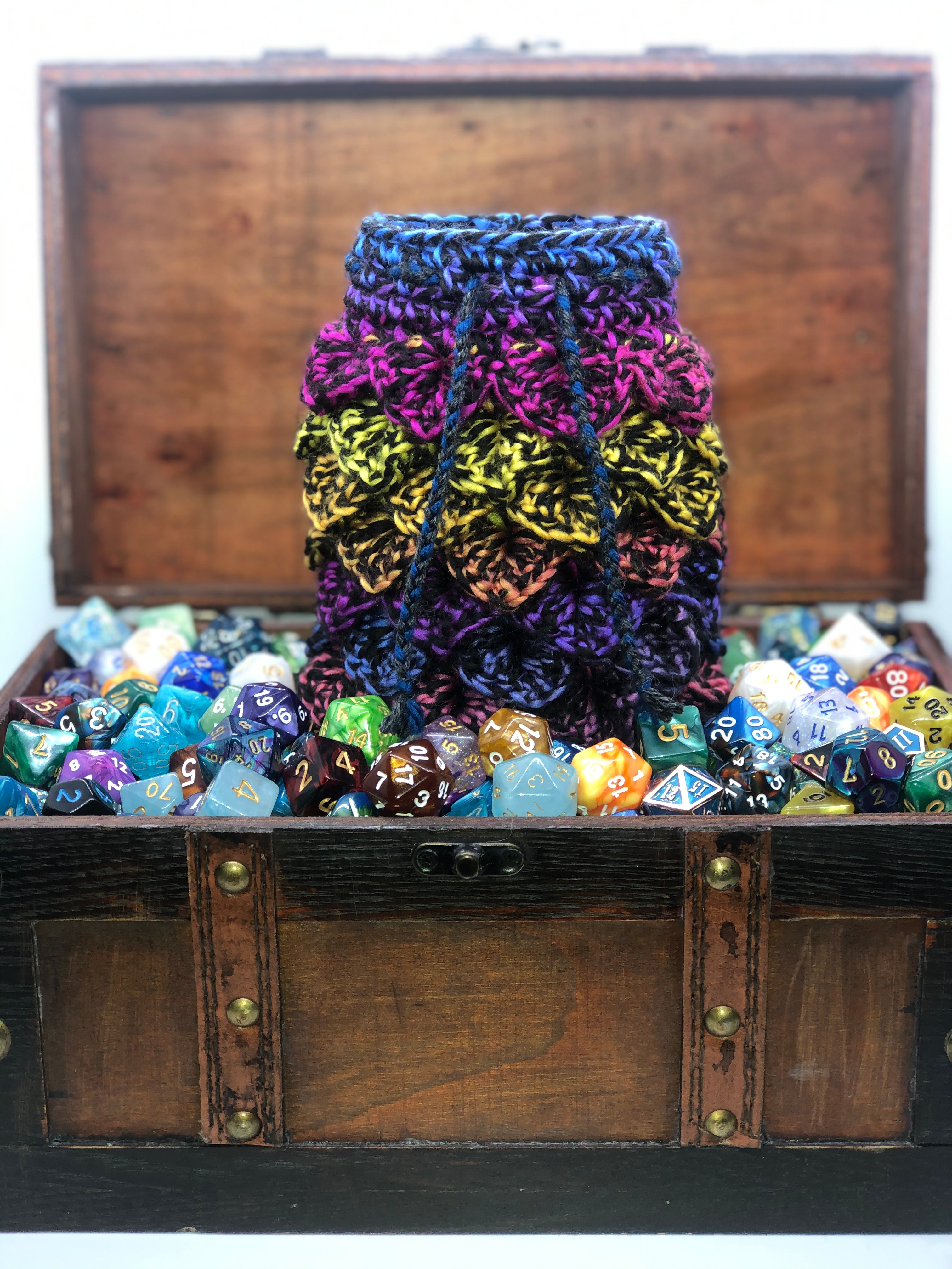 Neon Black Speck Dragon Scale Dice Bag