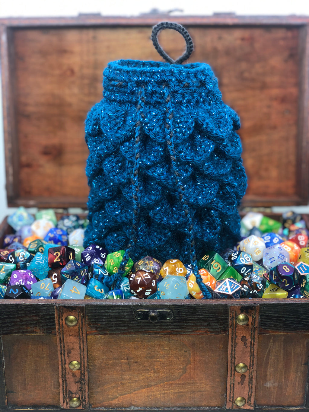 Blue Sparkle Dragon Scale Dice Bag